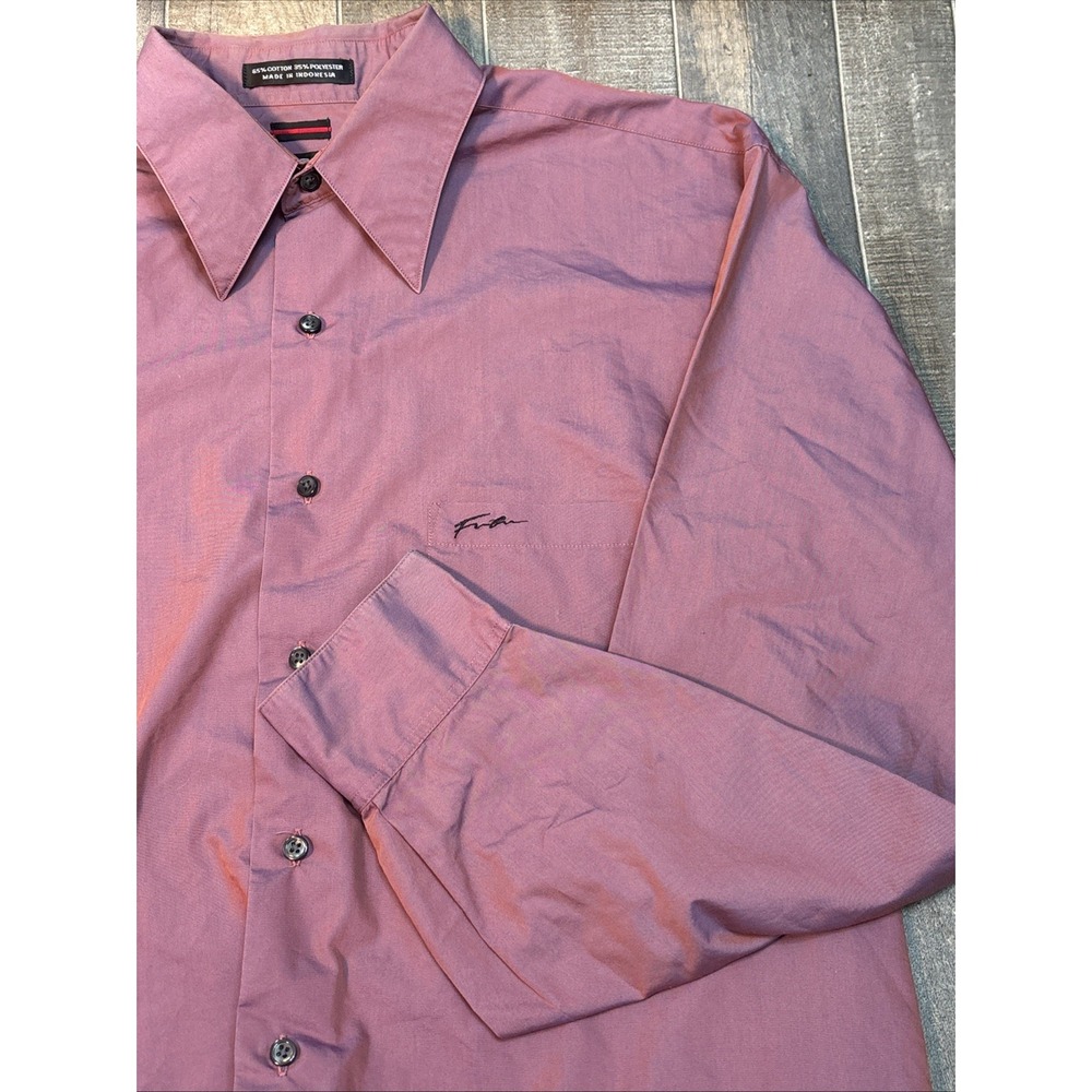 FUBU The Collection Men's Dress Shirt Size M 15½ 34/35 Pink Button Front